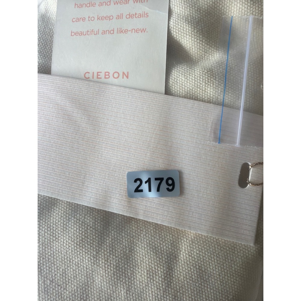 Ciebon Beaded Sequin Mini Skirt Cream Off-White Canvas Boho Festival Size Large - Picture 8 of 8